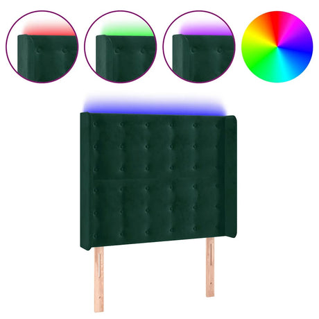 Vidaxl hoofdbord led 93x16x118 128 cm fluweel donkergroen
