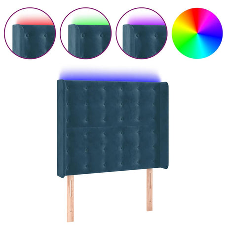Vidaxl hoofdbord led 93x16x118 128 cm fluweel donkerblauw