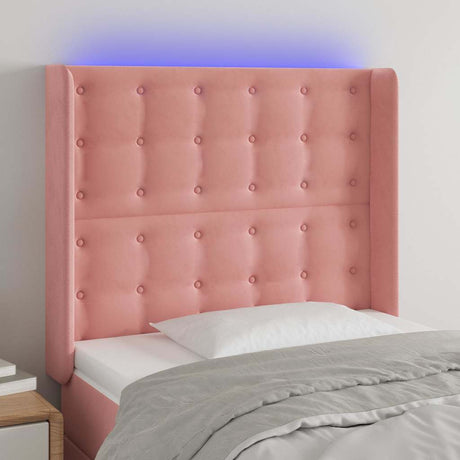 Vidaxl hoofdbord led 93x16x118 128 cm fluweel roze