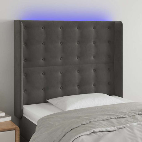 Vidaxl hoofdbord led 103x16x118 128 cm fluweel donkergrijs