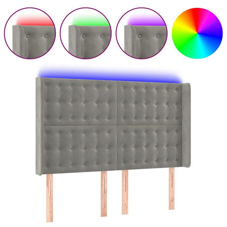 Vidaxl hoofdbord led 147x16x118 128 cm fluweel lichtgrijs