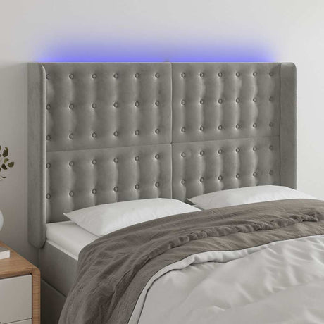 Vidaxl hoofdbord led 147x16x118 128 cm fluweel lichtgrijs
