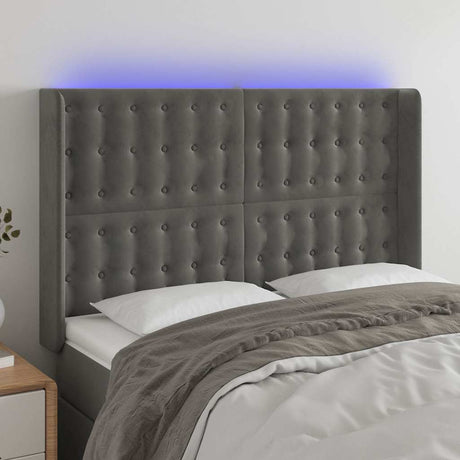 Vidaxl hoofdbord led 147x16x118 128 cm fluweel donkergrijs