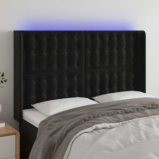 Vidaxl hoofdbord led 147x16x118 128 cm fluweel zwart