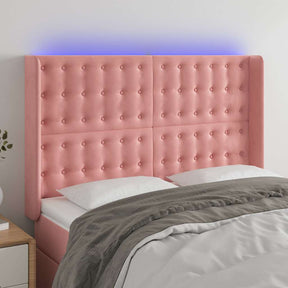 Vidaxl hoofdbord led 147x16x118 128 cm fluweel roze
