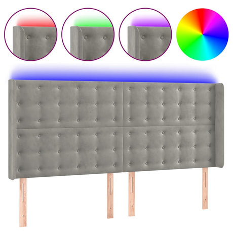Vidaxl hoofdbord led 163x16x118 128 cm fluweel lichtgrijs