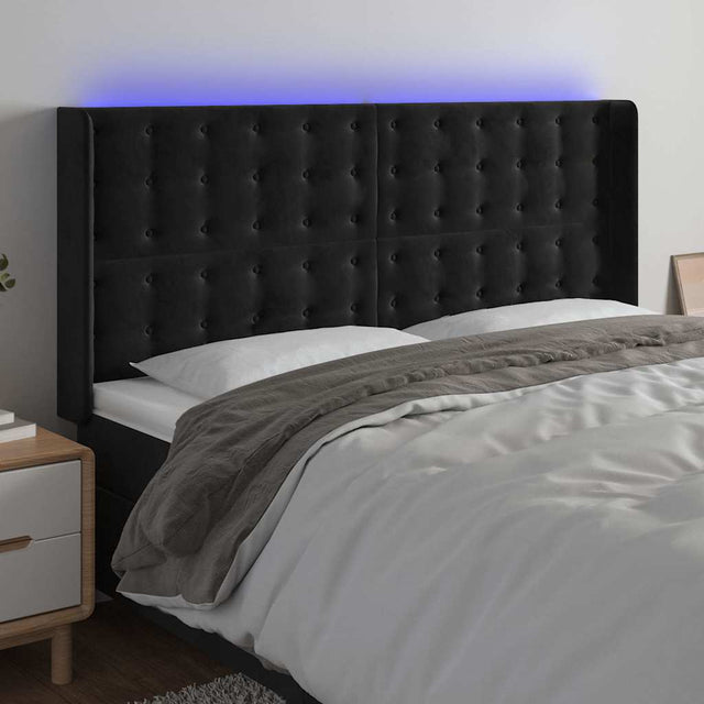 Vidaxl hoofdbord led 163x16x118 128 cm fluweel zwart