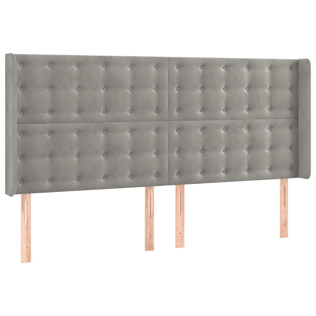 Vidaxl hoofdbord led 183x16x118 128 cm fluweel lichtgrijs