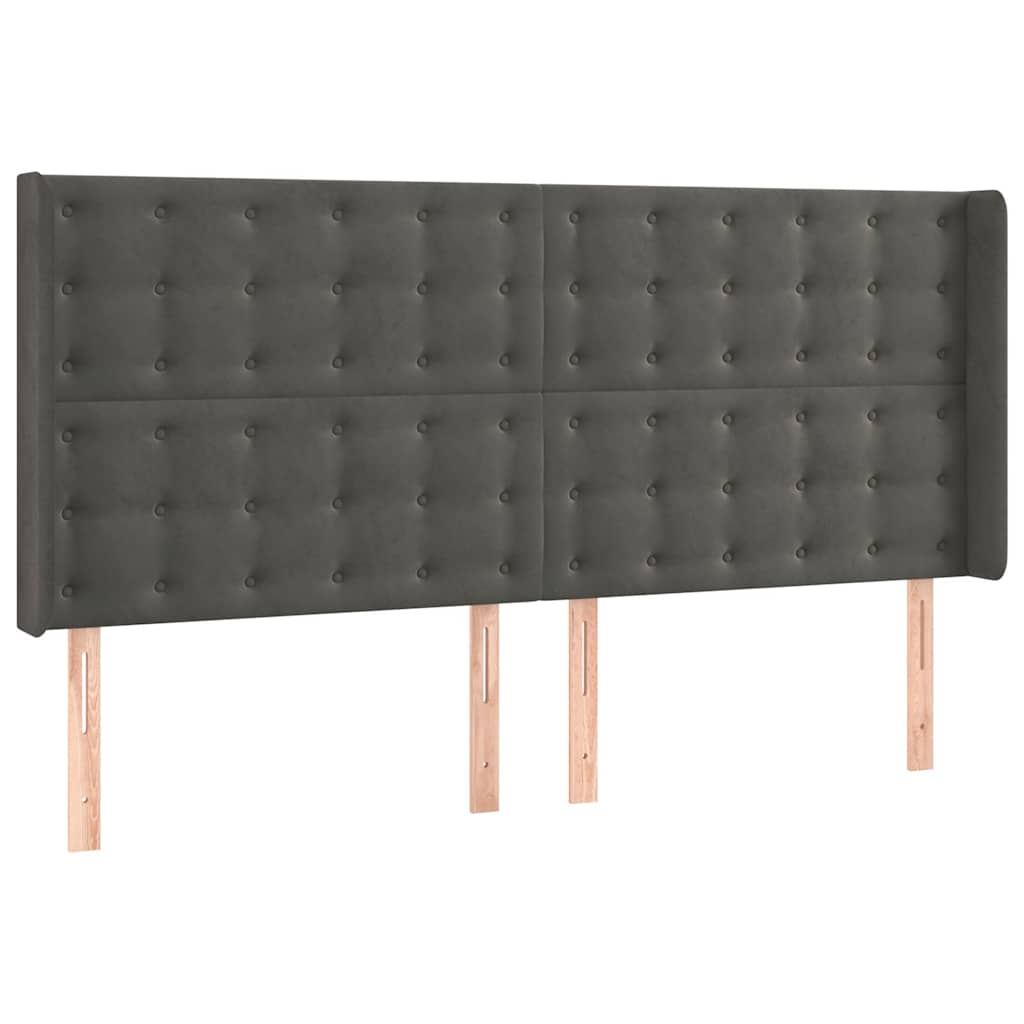 Vidaxl hoofdbord led 183x16x118 128 cm fluweel donkergrijs