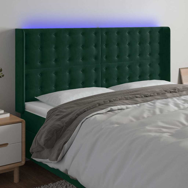 Vidaxl hoofdbord led 183x16x118 128 cm fluweel donkergroen