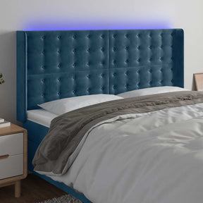 Vidaxl hoofdbord led 183x16x118 128 cm fluweel donkerblauw