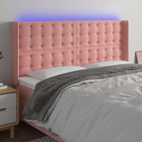 Vidaxl hoofdbord led 183x16x118 128 cm fluweel roze