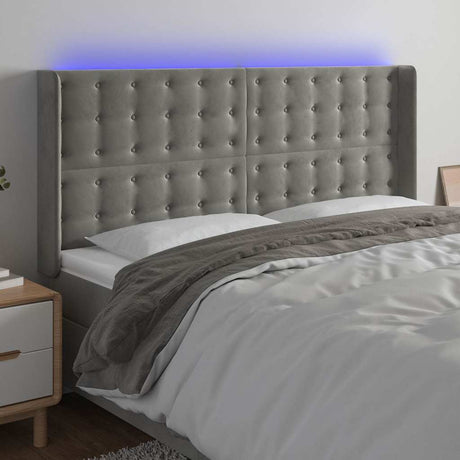 Vidaxl hoofdbord led 203x16x118 128 cm fluweel lichtgrijs