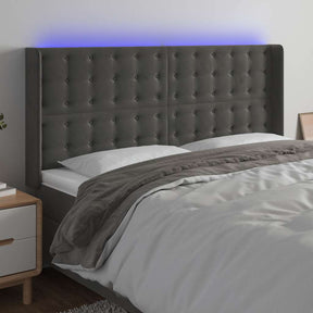 Vidaxl hoofdbord led 203x16x118 128 cm fluweel donkergrijs