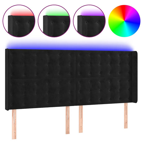 Vidaxl hoofdbord led 203x16x118 128 cm fluweel zwart