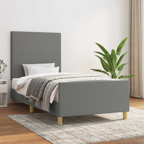 Vidaxl bedframe zonder matras 90x200 cm stof donkergrijs