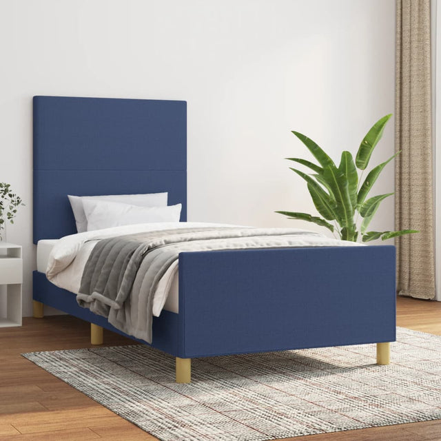Vidaxl bedframe zonder matras 90x200 cm stof blauw