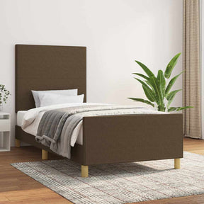 Vidaxl bedframe zonder matras 100x200 cm stof donkerbruin