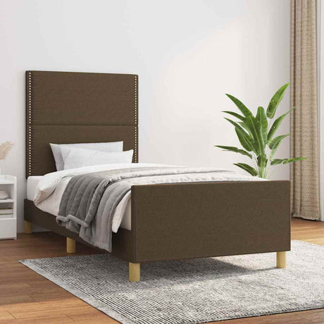 Vidaxl bedframe zonder matras 90x190 cm stof donkerbruin