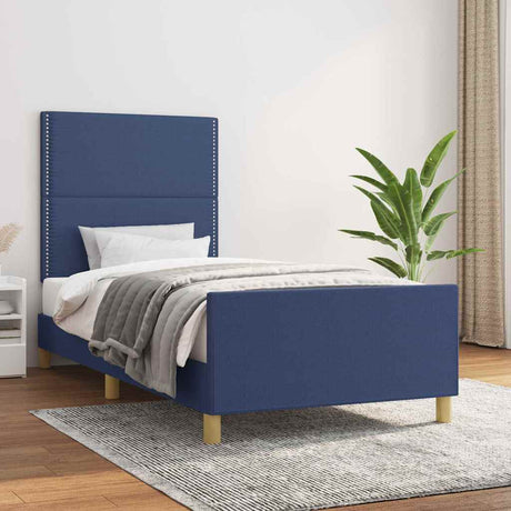 Vidaxl bedframe zonder matras 90x200 cm stof blauw