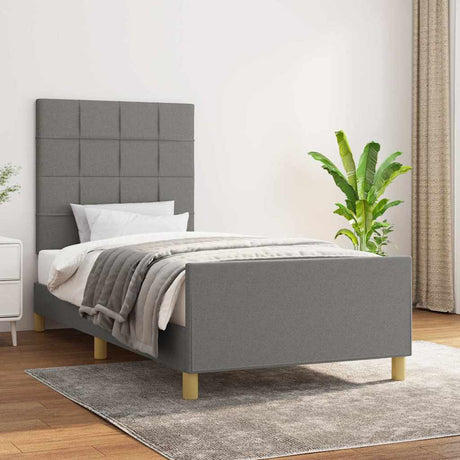 Vidaxl bedframe zonder matras 90x190 cm stof donkergrijs
