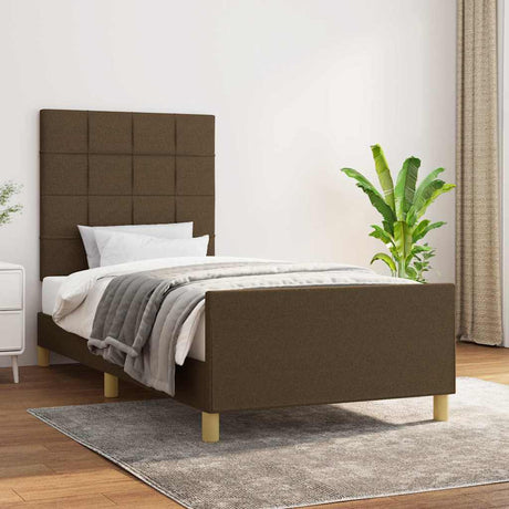 Vidaxl bedframe zonder matras 90x190 cm stof donkerbruin