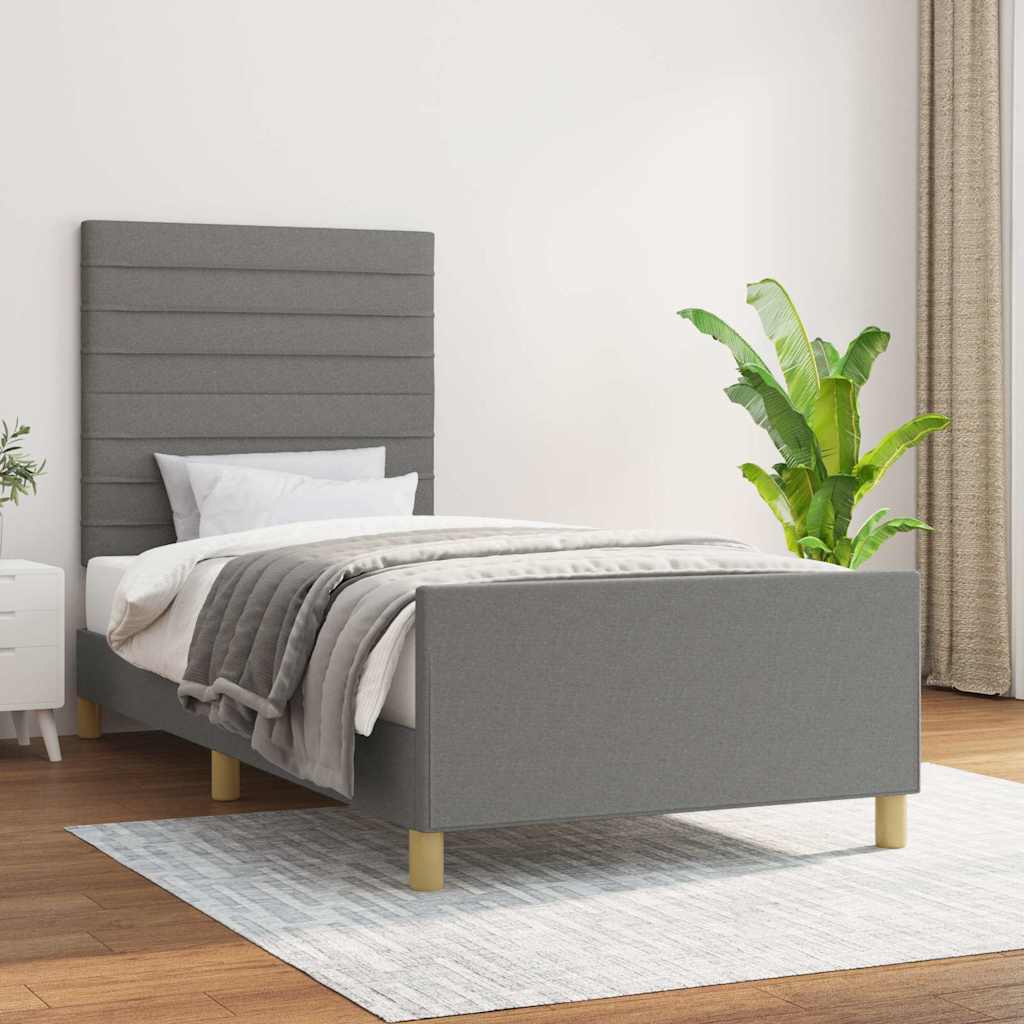Vidaxl bedframe zonder matras 90x200 cm stof donkergrijs