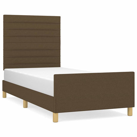 Vidaxl bedframe zonder matras 100x200 cm stof donkerbruin