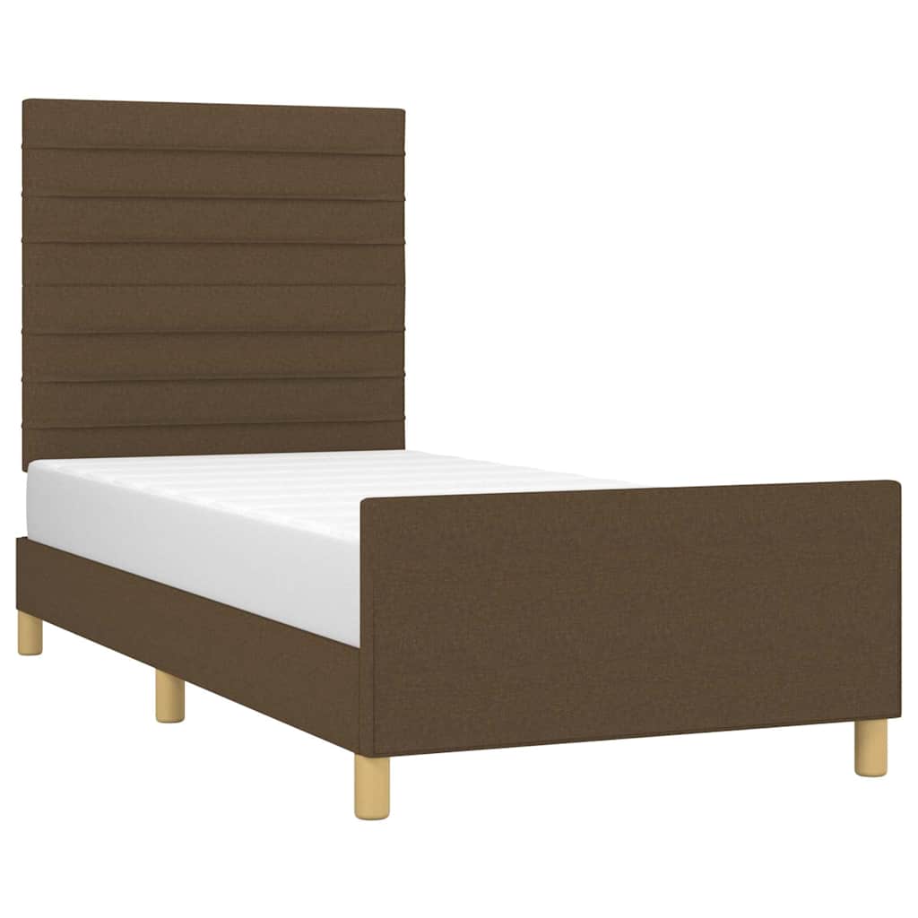 Vidaxl bedframe zonder matras 100x200 cm stof donkerbruin