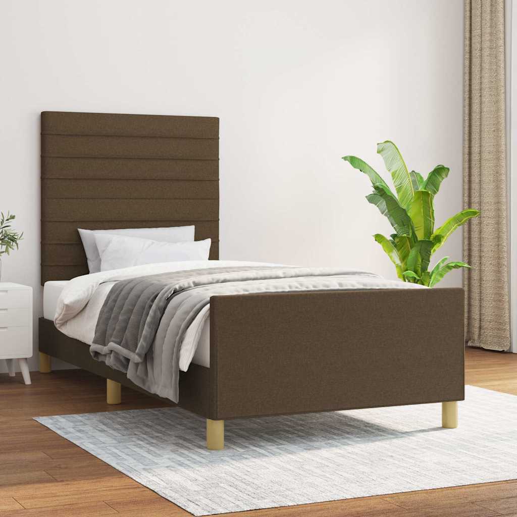 Vidaxl bedframe zonder matras 100x200 cm stof donkerbruin