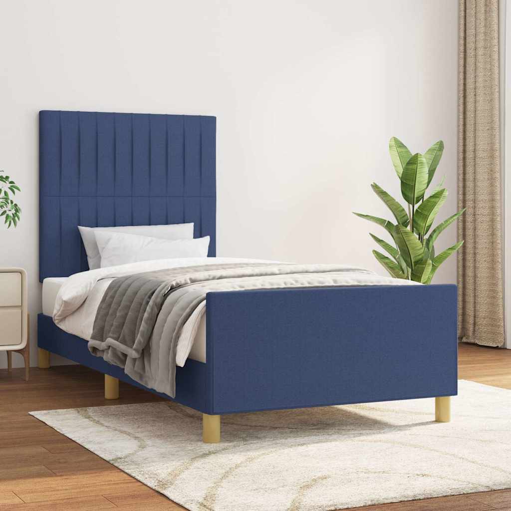 Vidaxl bedframe zonder matras 90x200 cm stof blauw