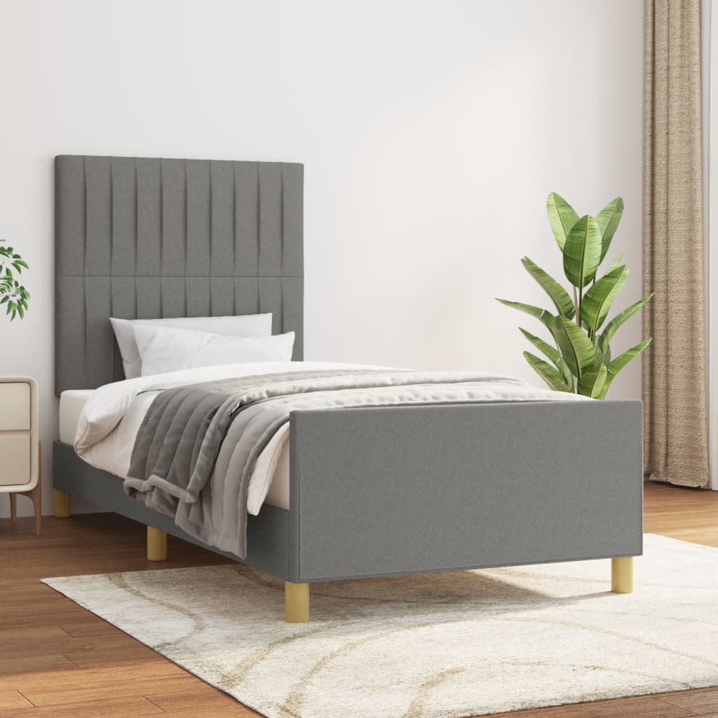 Vidaxl bedframe zonder matras 100x200 cm stof donkergrijs