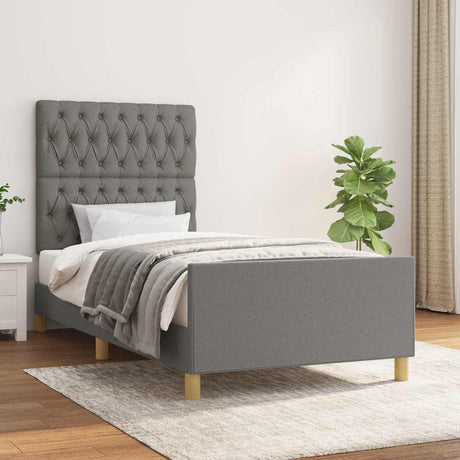 Vidaxl bedframe zonder matras 90x190 cm stof donkergrijs