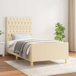 Vidaxl bedframe zonder matras 90x190 cm stof crèmekleurig