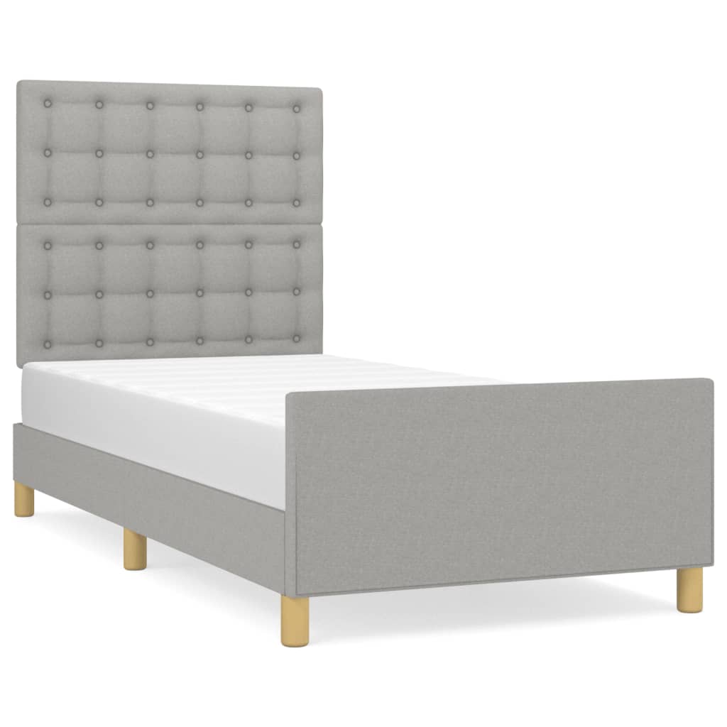 Vidaxl bedframe met hoofdeinde stof lichtgrijs 90x190 cm