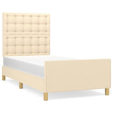 Vidaxl bedframe met hoofdeinde stof crèmekleurig 90x190 cm