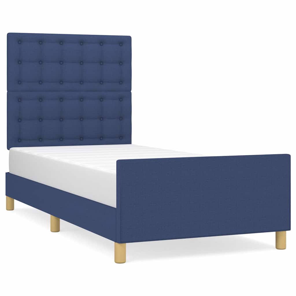 Vidaxl bedframe met hoofdeinde stof blauw 90x190 cm