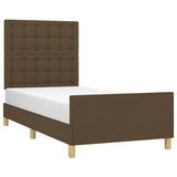 Vidaxl bedframe zonder matras 100x200 cm stof donkerbruin