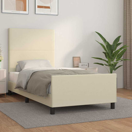 Vidaxl bedframe met hoofdbord kunstleer crèmekleurig 90x190 cm