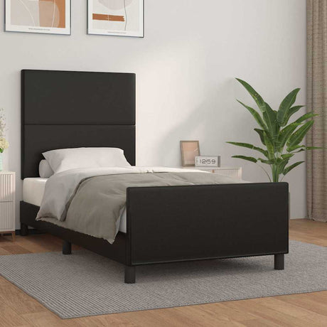 Vidaxl bedframe met hoofdbord kunstleer zwart 90x200 cm