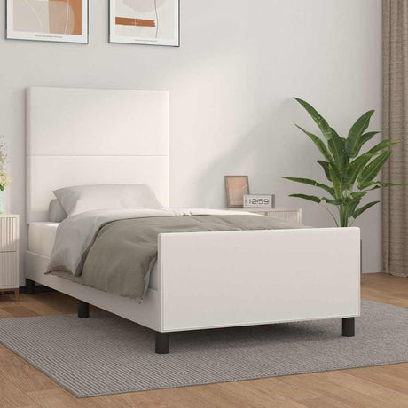 Vidaxl bedframe met hoofdbord kunstleer wit 90x200 cm