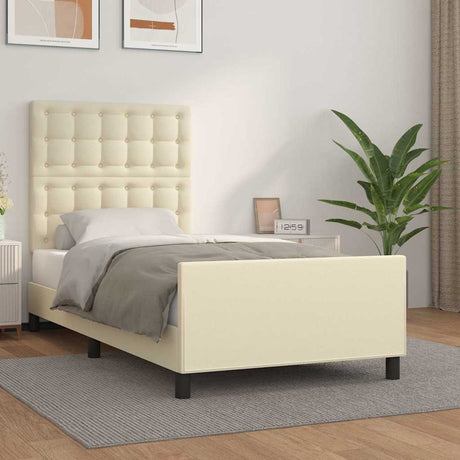 Vidaxl bedframe met hoofdbord kunstleer crèmekleurig 80x200 cm