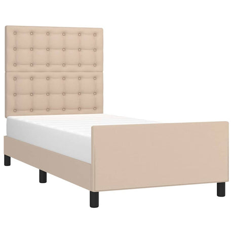 Vidaxl bedframe met hoofdbord kunstleer cappucinnokleurig 80x200 cm