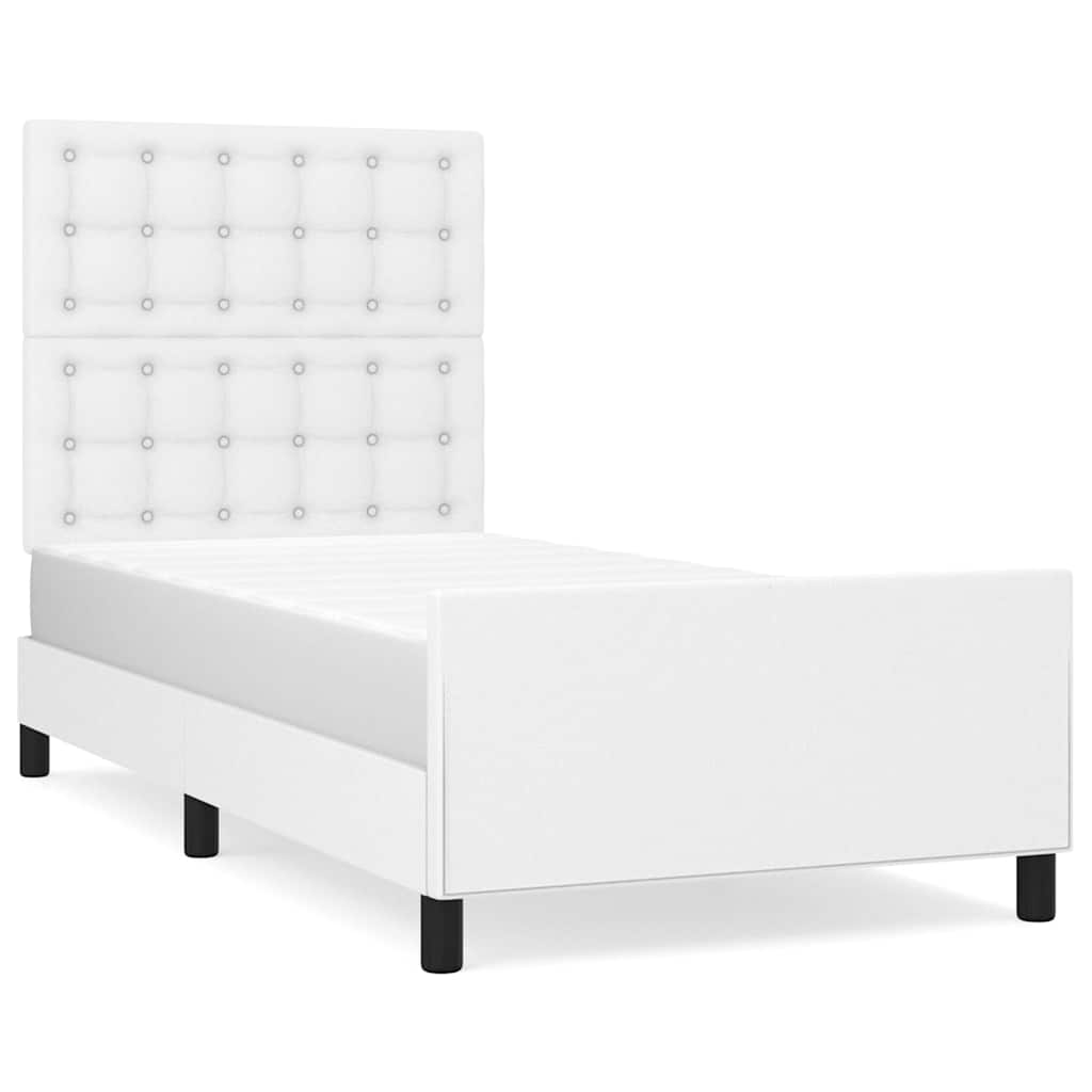 Vidaxl bedframe met hoofdbord kunstleer wit 90x200 cm