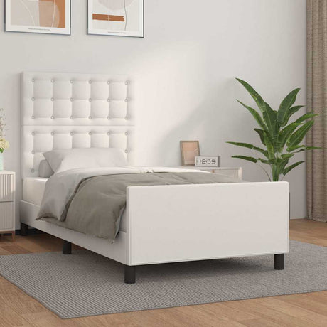 Vidaxl bedframe met hoofdbord kunstleer wit 90x200 cm