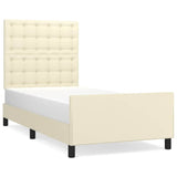 Vidaxl bedframe met hoofdbord kunstleer crèmekleurig 90x200 cm