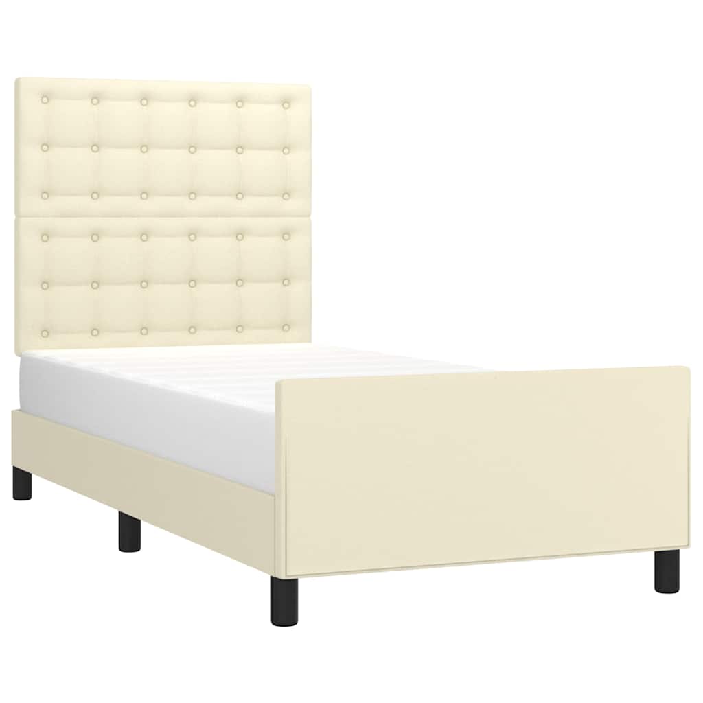 Vidaxl bedframe met hoofdbord kunstleer crèmekleurig 90x200 cm