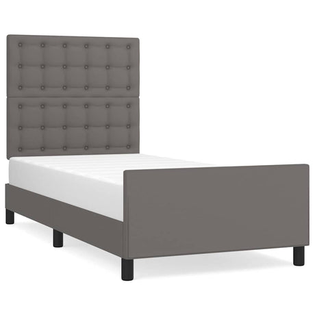Vidaxl bedframe met hoofdbord kunstleer grijs 90x200 cm