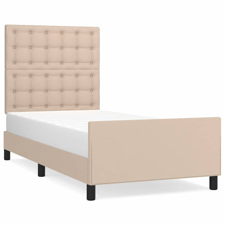 Vidaxl bedframe met hoofdbord kunstleer cappuccinokleurig 90x200 cm