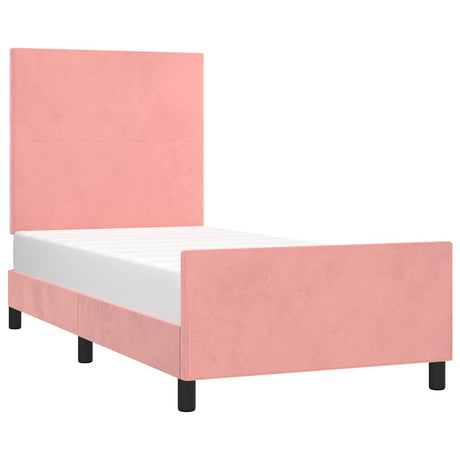 Vidaxl bedframe met hoofdeinde fluweel roze 80x200 cm